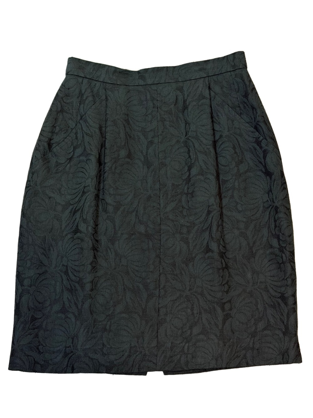 Vintage Jaeger Great Britain Floral Jacquard Midi Skirt Cotton Linen Blend 26" W